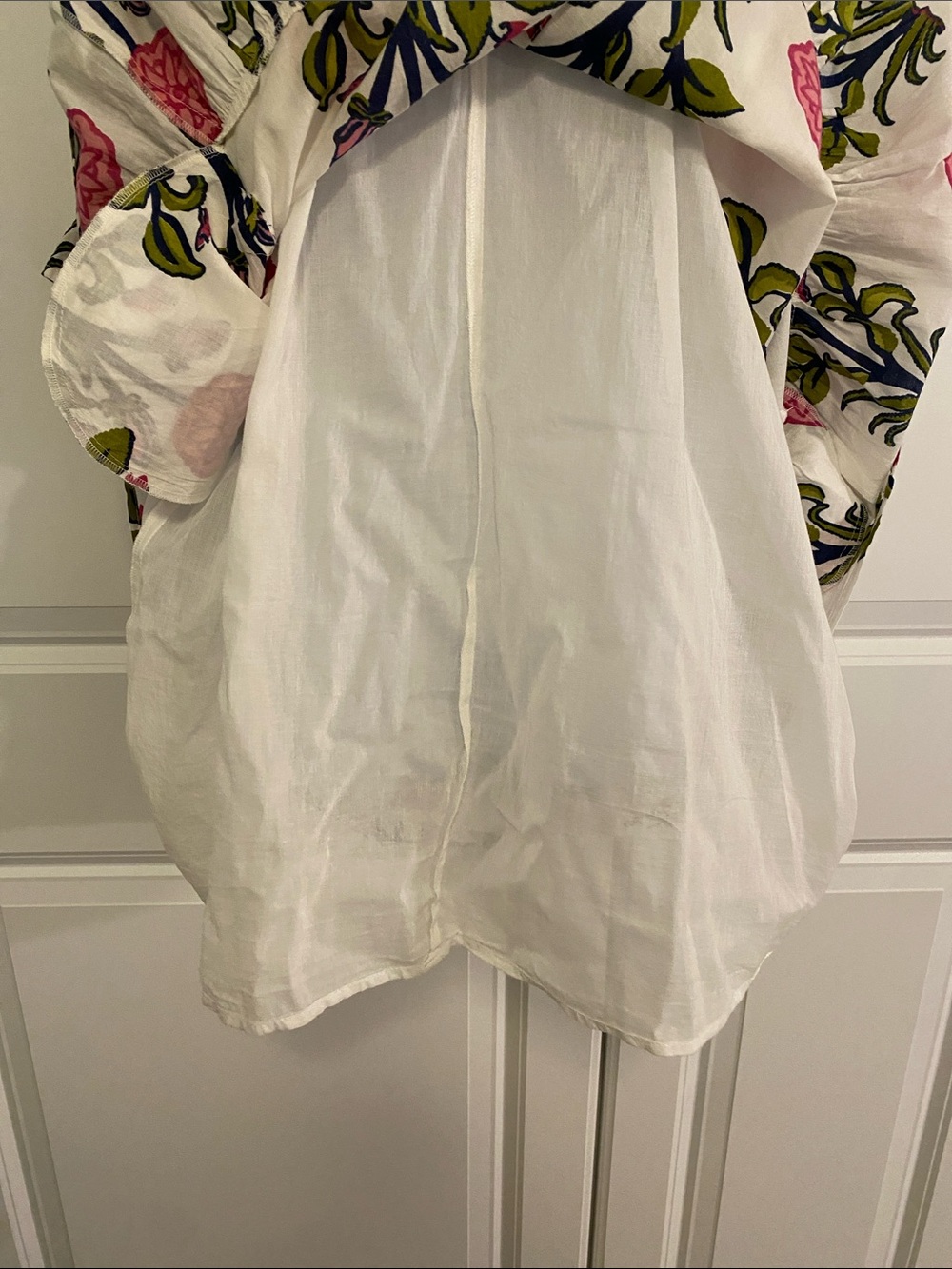 THML White Dress with Pink Floral and Olive & Navy Accents - Picture 6 of 12